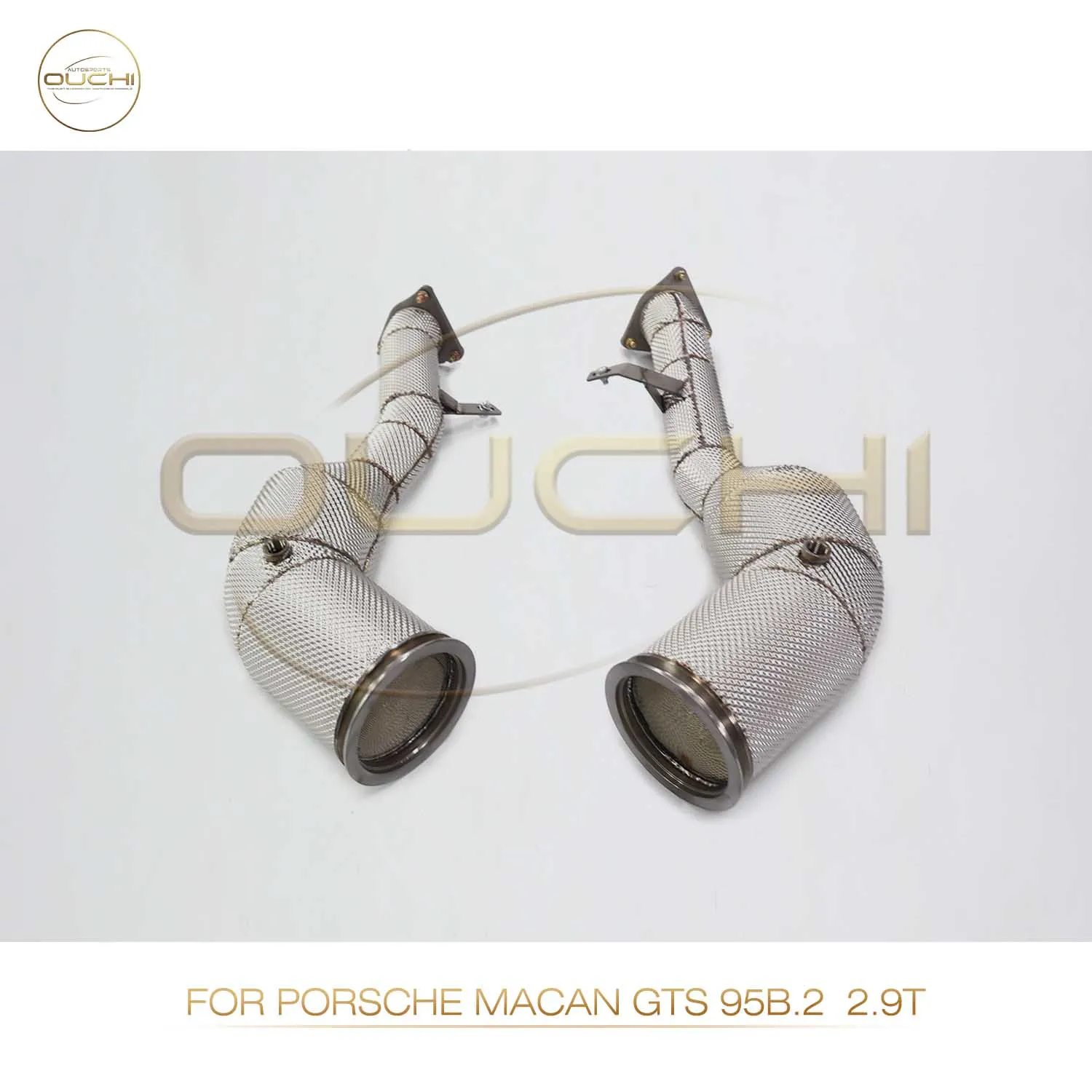 High Flow Performance Downpipe for Porsche Macan GTS 95B.2 2.9T OUCHI Exhaust System With Heat Shield Titanium Alloy