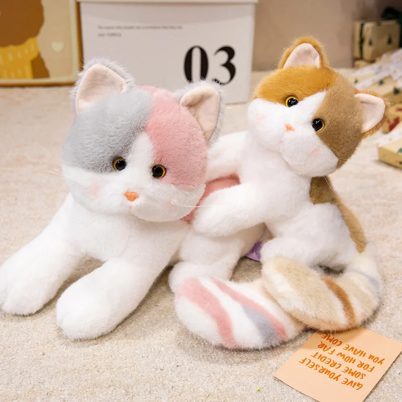 20/30/40cm Kawaii Imitation Cat Plush Toys Dolls Funny Cartoon Giant Cat Stuffed Dolls Real Lift Animals Plushie Toys