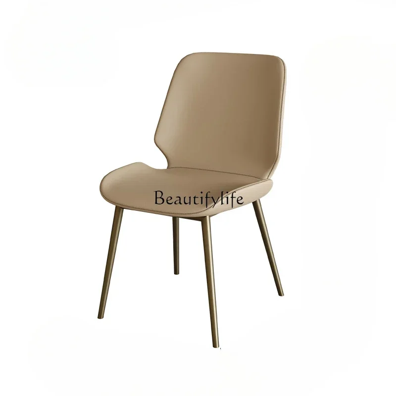 كرسي طعام منزلي حديث وبسيط وخفيف وفاخر ومسند ظهر للفنادق كريمي وكرسي من الجلد الناعم