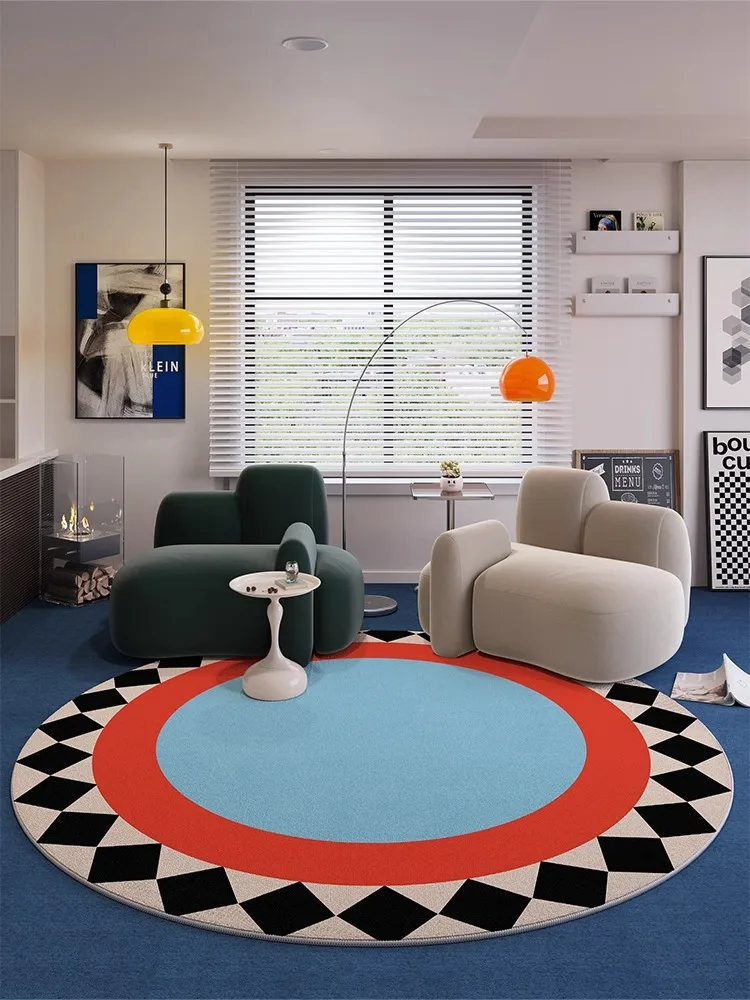 

Round Living Room Carpet Retro Geometric Bedroom Soft Rug Large Area Home Decoration High-end Sofa Coffee Table Floor Mats Ковер