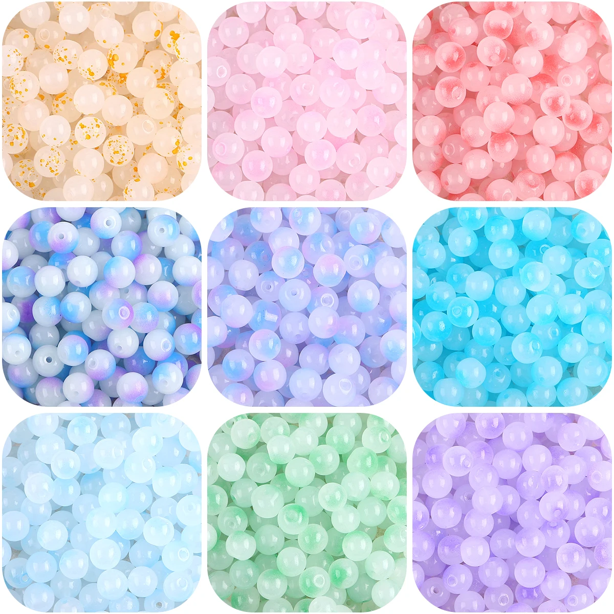 

8mm Glass Jelly Beads (Double Color Design) | DIY Jewelry Supplies for Necklace Bracelet (50pcs)