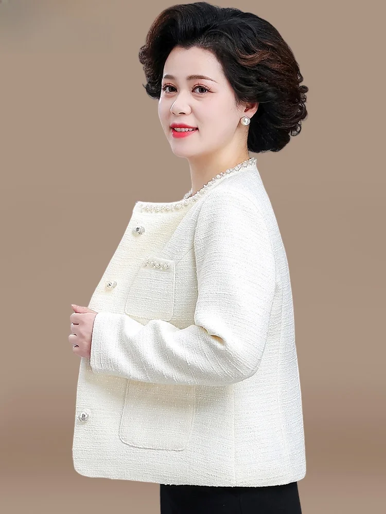 

Ele ort Outerwear Spring Faion 2025 New Sle Middle-Aged Women's Top Button Design Polyester Fiber Casual Cardigan