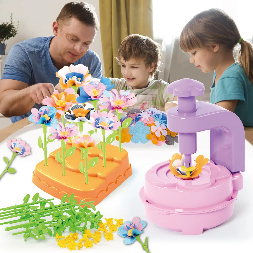popular-diy-fabric-bouquet-toy-children's-simulation-embossing-machine-toy-flower-arrangement-gift-set