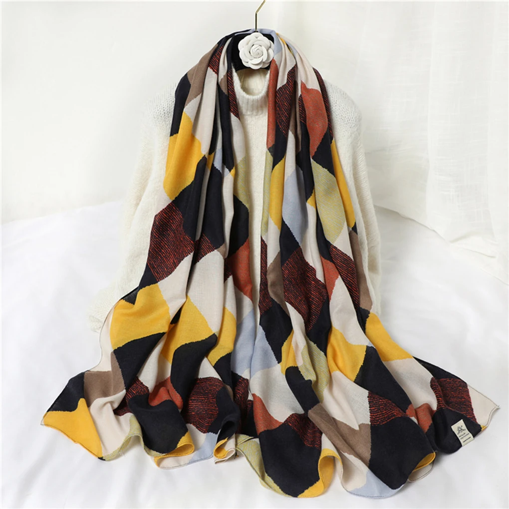 Xaile Xadrez Pashmina Amarelo, Leve e Portátil, Grande, Must-hain Adição ao Guarda-Roupa de Inverno, Novo