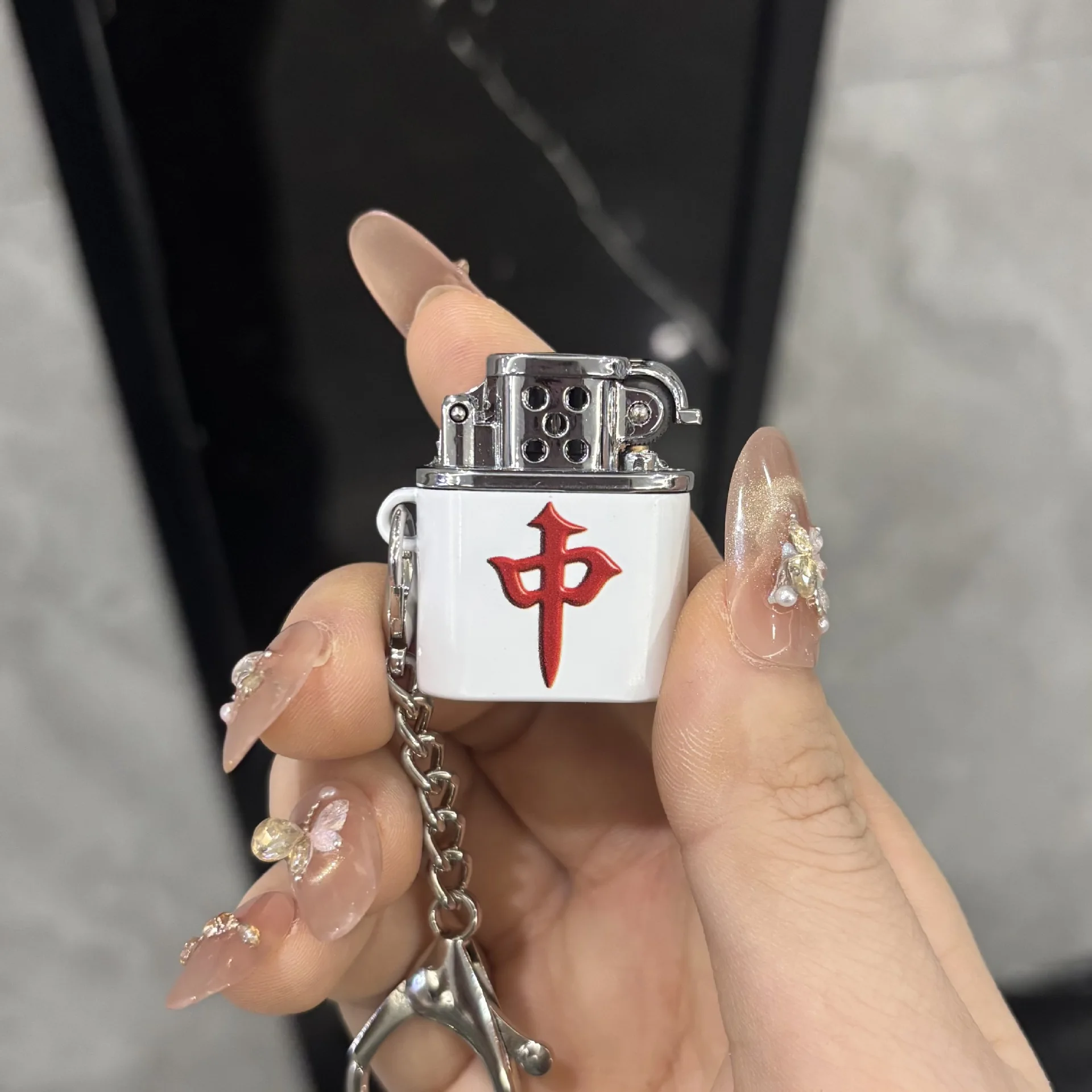 

Mini Coal Oil Lighter with Mahjong Pattern, Vintage Style. Perfect Gift for Besties or Friends.