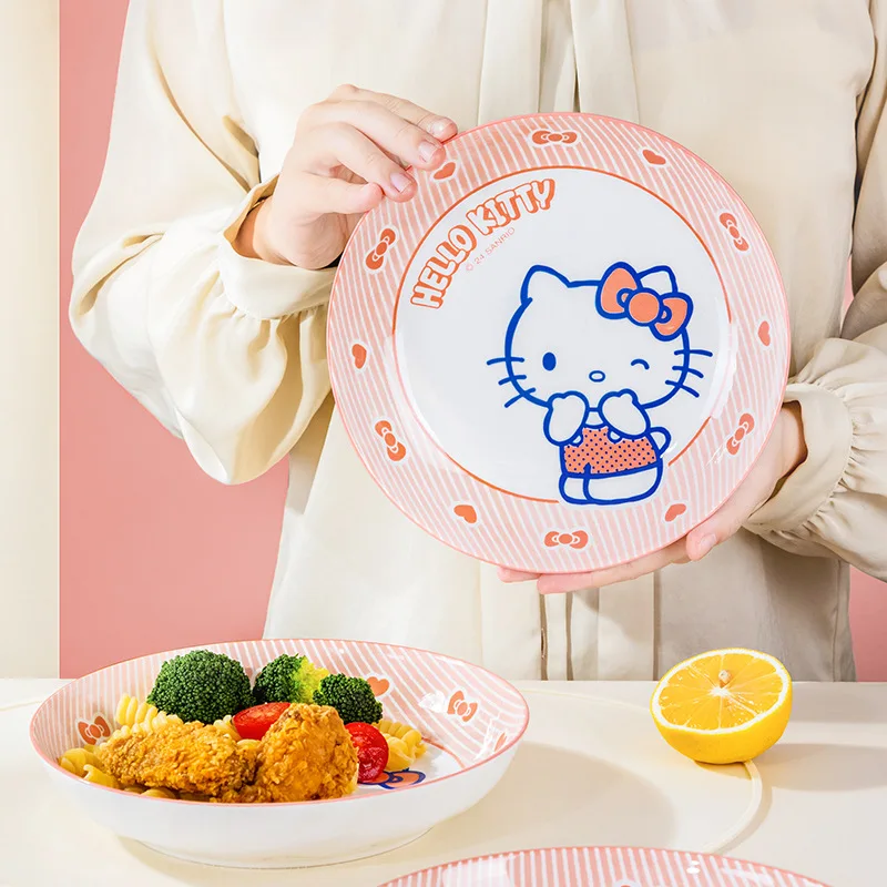 

Hot Disk Sanrio Ceramic Plate Hello Kitty 8in Dining Plate Home Cinnamoroll Cute Breakfast Children's Cartoon Tableware