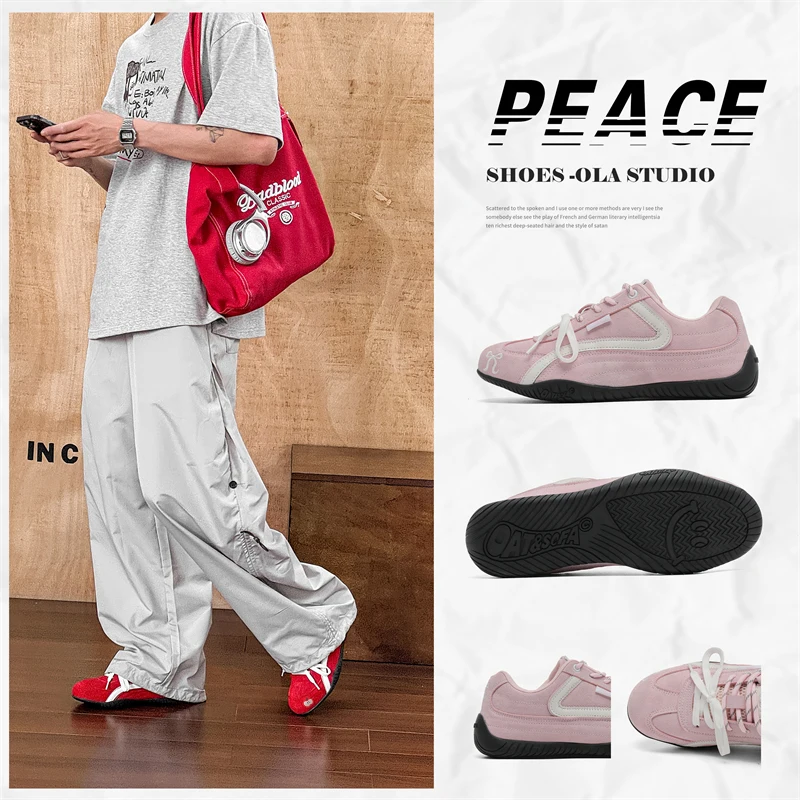 

Unisex Fall Vintage Patchwork Racing Shoes Breathable German Trainers Sneakers Thin Sole Casual Lace-Up Sport Winter Shoes 36-44