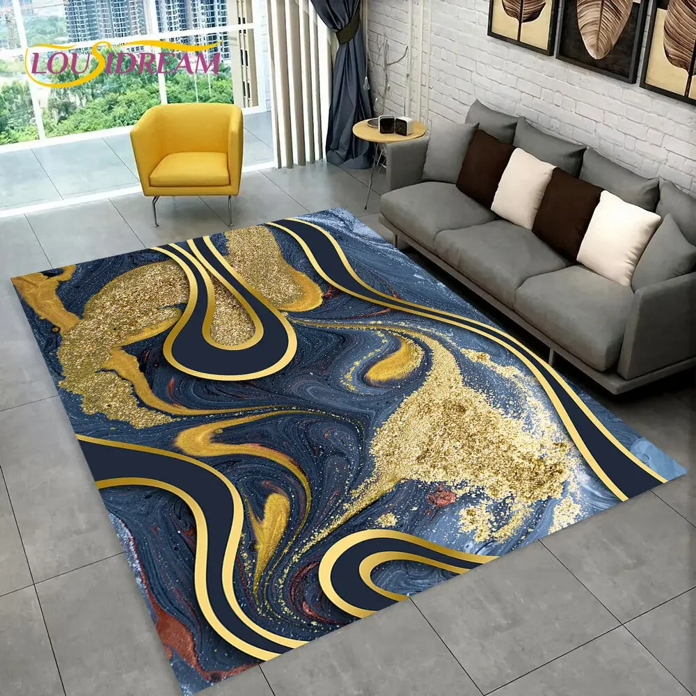Colour Gold Nordic Marble Splendid  Area Rug,Carpet for Home Living Room Bedroom Sofa Doormat Kitchen Decor,Non-slip Floor Mat