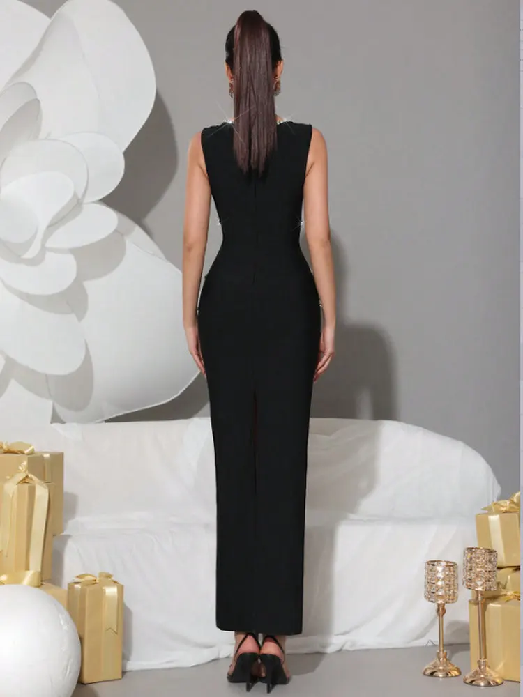 Ele Diamond Wrapped Bodycon Long Dr Faionable Stretchy Par Wedding Evening Gown Polyester Spandex Blend