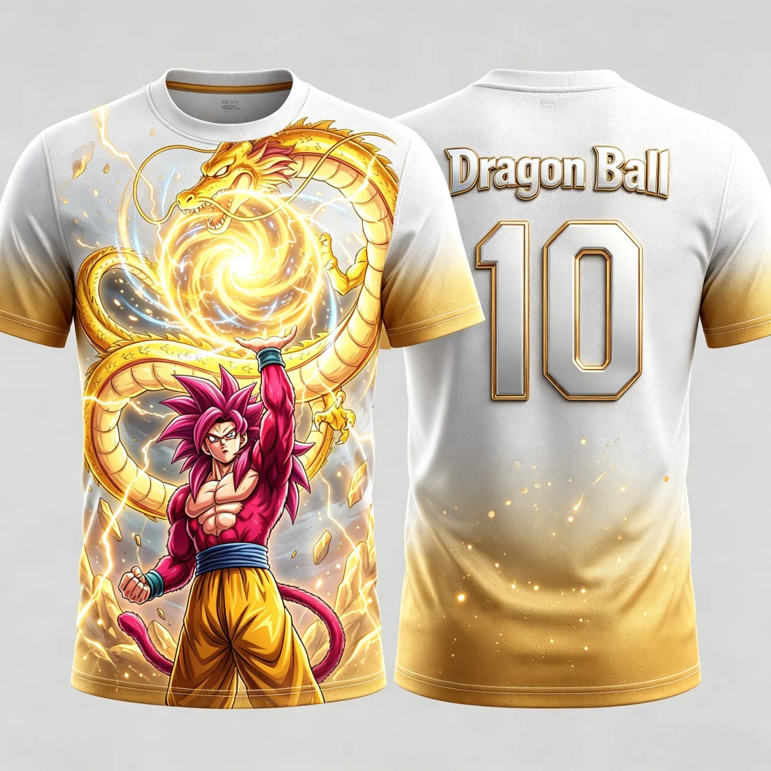 2026 Dragon Ball Goku Super Saiyan 4 T-Shirt – Sommer-Sporttrikot für Papa & Kinder, Anime-Print-T-Shirt, Partnerlook für die Familie, Freizeit-Oberteile – Detail 5