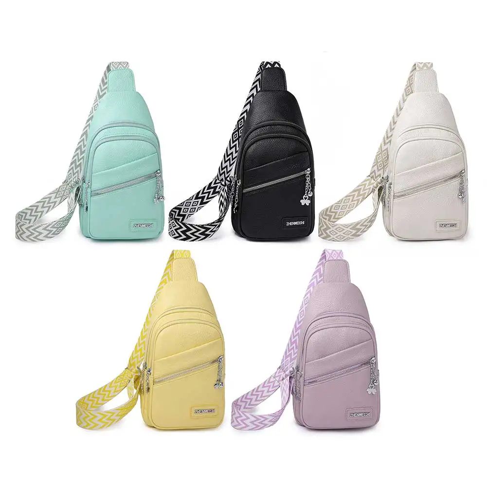 

Large Female Clutch Adjustable Shoulder Strap Handbags PU Leather Chest Bag Fashion Solid Color Girls Purse Women Shoulder Bag