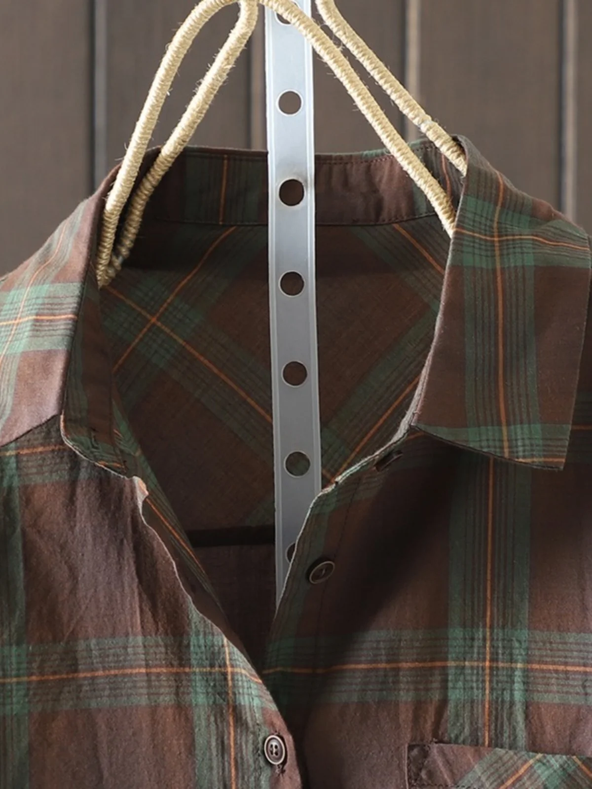 Women's Plaid Long Sve irt Coat Loose Fit Vintage Sle Casual Single ket Turn-down Collar Open Cardigan Top