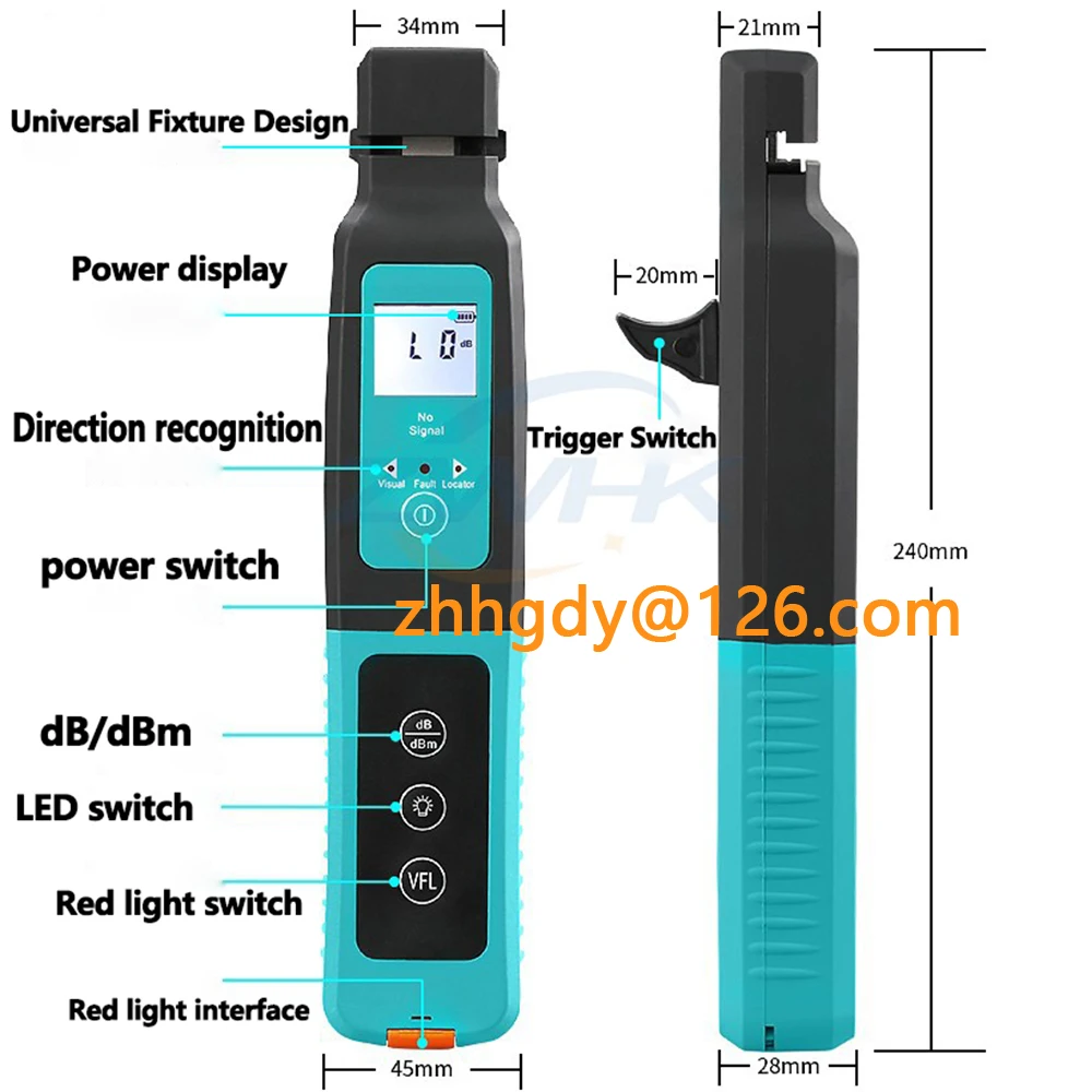 AUA-40  Live Fiber Optical Identifier Optical fiber signal recognizer with Built in 10mw Visual Fault Locator 800-1700nm SM MM