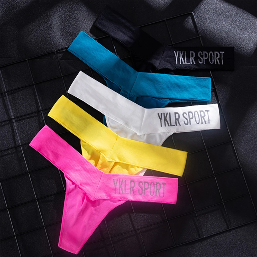 Sexy Wide V Waist Panties Sports Girl Letter Belt Briefs T Back Thong Women Fitness Underwear Brazilian lenceria sensual tangas