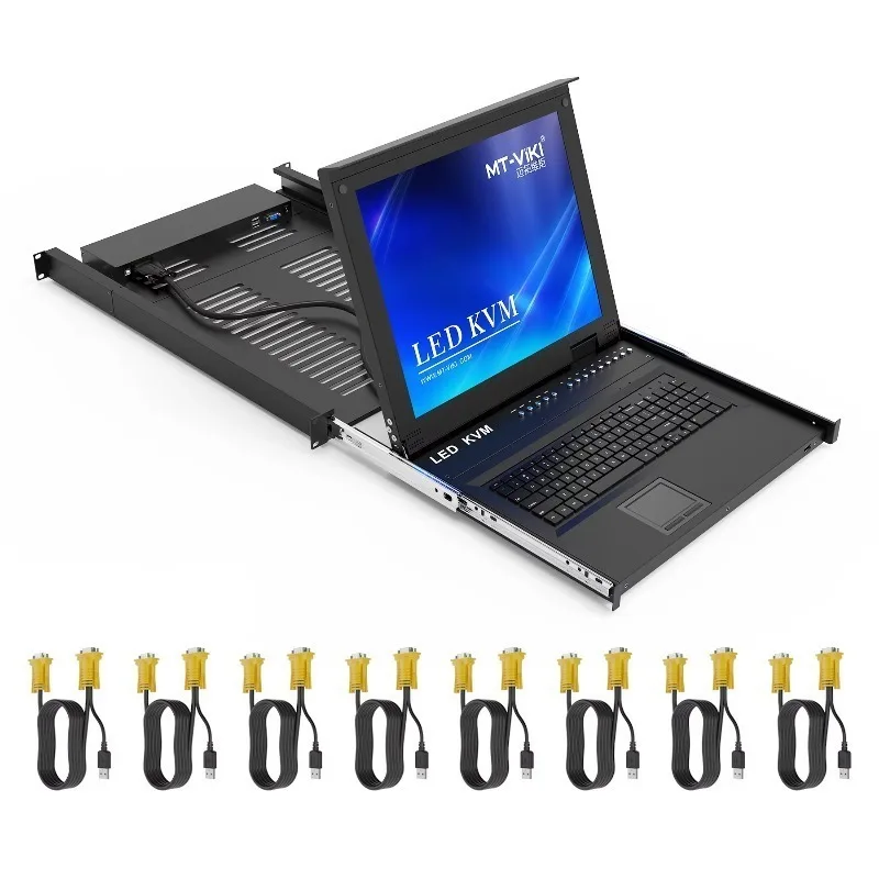 17'' LED IP KVM Switch 8 Port VGA  IP 1U Rack KVM Console Drawer, LCD KVM Switch Over IP
