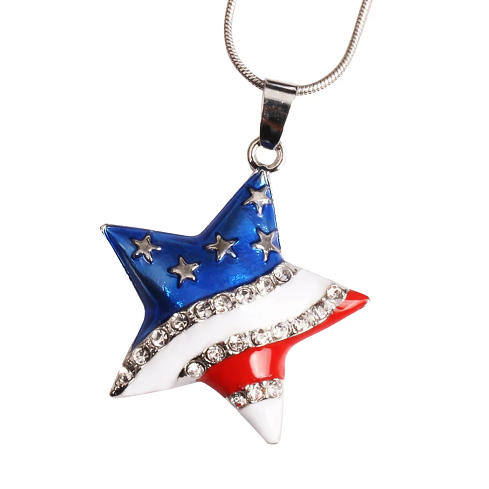 Birthday Gift Necklace American Flag Pendant Jewelry Gifts for Loved Ones Crystal