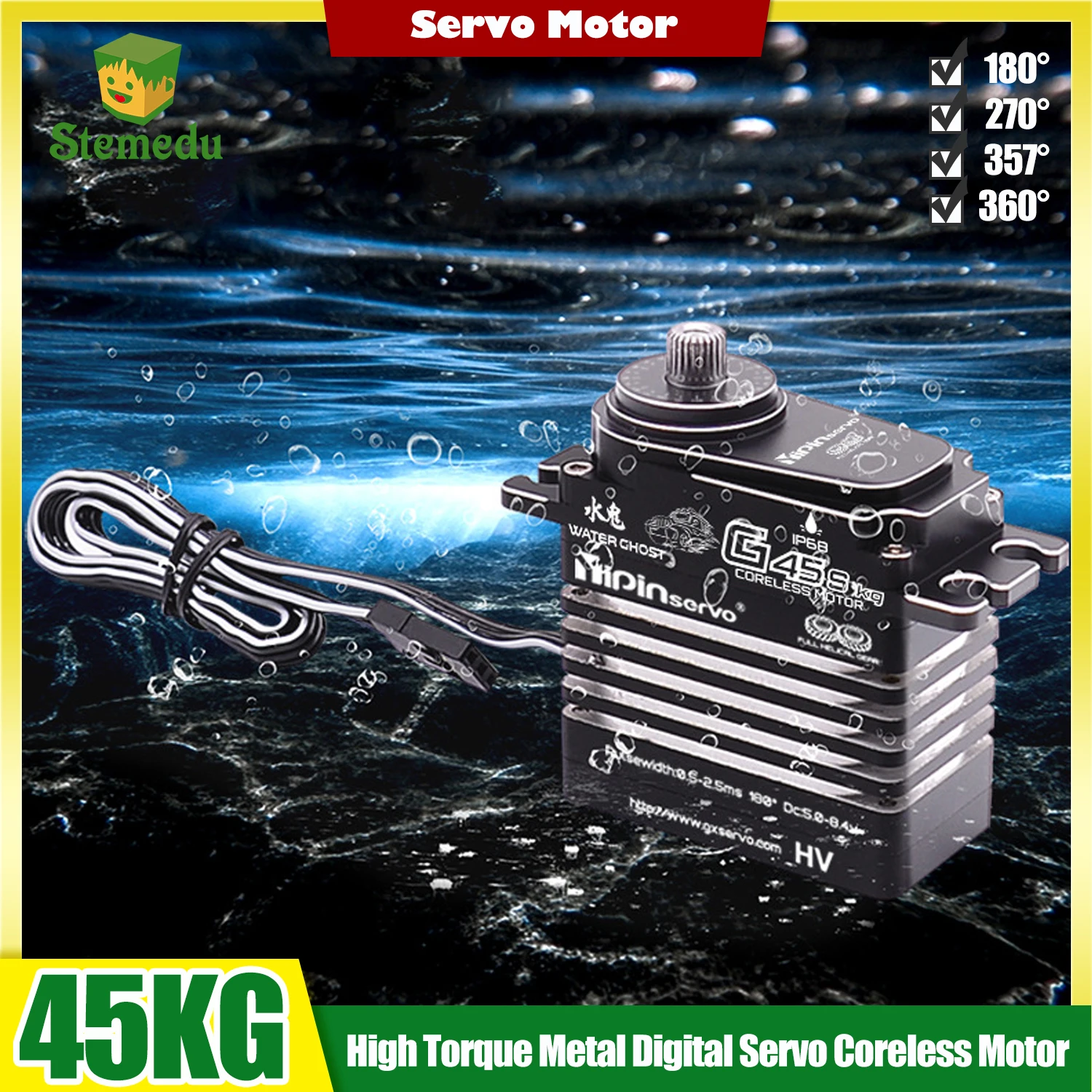 1/2/4pcs Yipin Servo 45kg Impermeabile IP68 Coreless Servo Digitale Ad Alto Coppia In Acciaio Gear Motore Sterzo Per RC Auto Crawler Robot