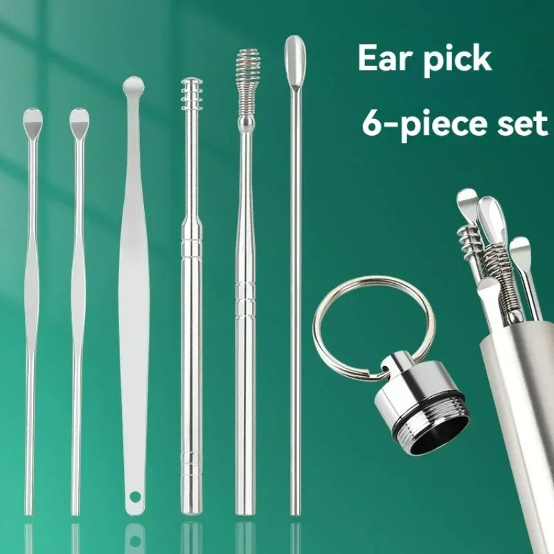 6pcs 10pcs Stainless Steel Ear Wax Removal Tool Set Spiral Rotating Ear Spoon Ear Spoon for Ear Wax Remover Puncture Kit