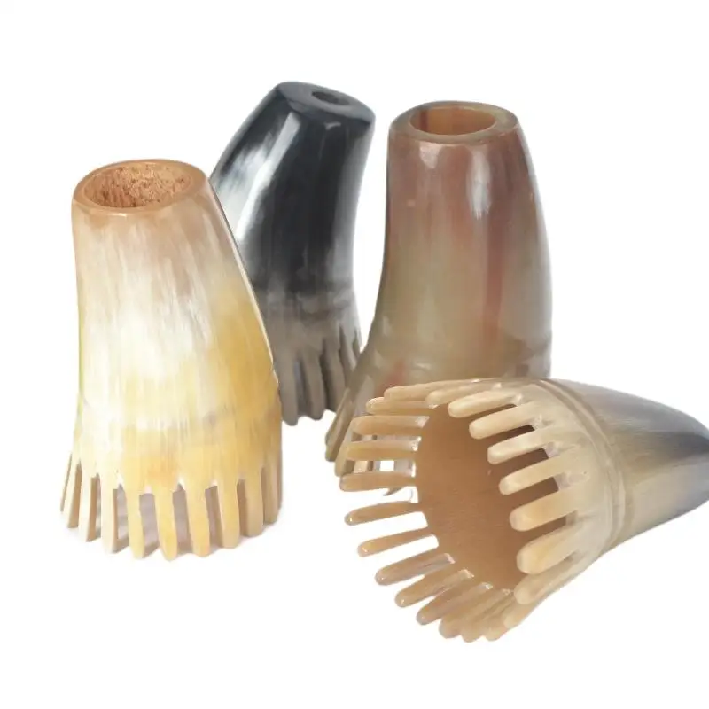Breitzahniger Massagekamm Kopfhautbürste Hornkämme Gua Sha Massagegerät Ergonomischer Griff Entwirrungskamm Haarentfernungsmassagegerät für Zuhause – Detail 7