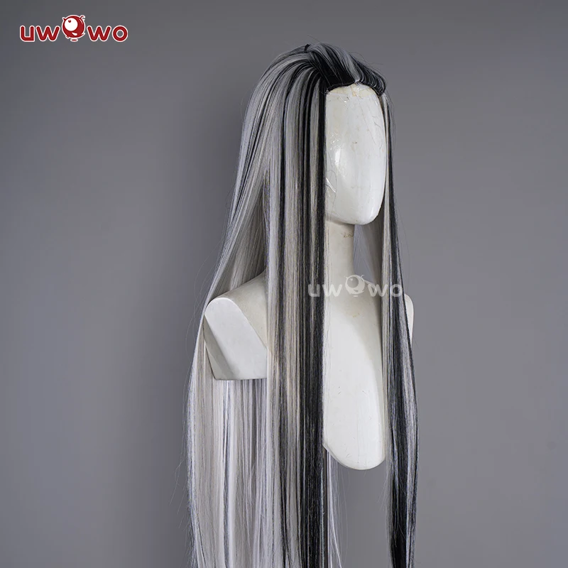 UWOWO Monster High Cosplay Frankie Stein 1 Cosplay Wig Black Silver 90CM Long Hair Heat Resistant