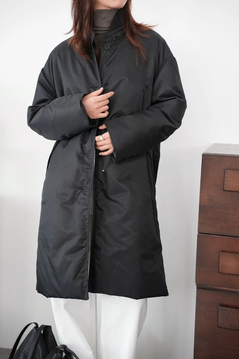 High-density Poplin High-quality Woven Stand Collar Mid-length Down Jacket