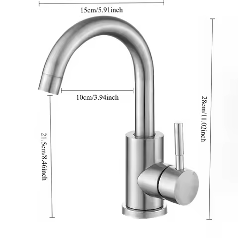 Stainless Steel Hot &amp; Cold Mixer Tap - Single Handle Deck Mounted Faucet for Household Bathroom Wash Basin