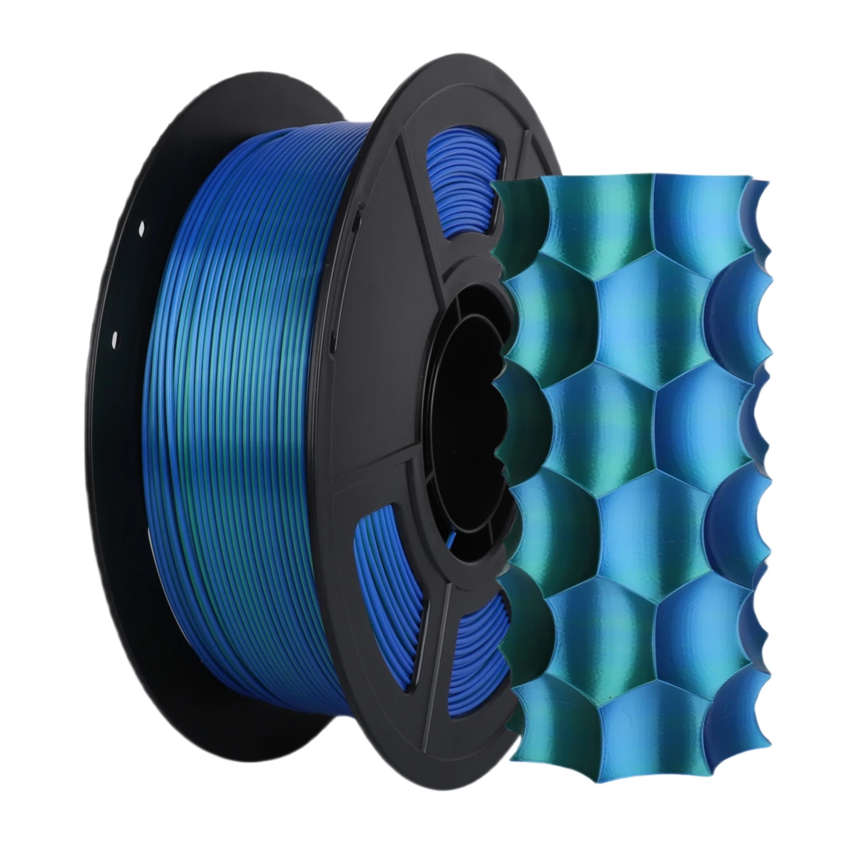 Dual Color Silk PLA 3D Printer Filament, 1.75mm Diameter, 2.2LB Spool, Green & Blue Gradient, Biodegradable Material for 3D Prin