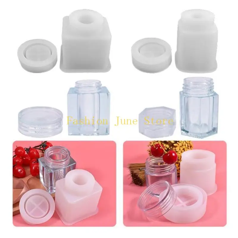 1 Set Storage Bottle Jar Crystal Epoxy Resin Mold DIY Crafts Casting Tool Sealed Container with Lid Silicone Mould