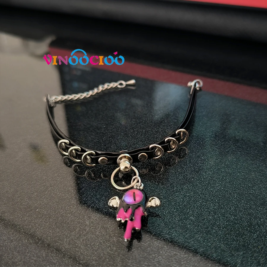 20cm Cotton Doll Accessories Choker Devil Eyes Necklace Leather Belt Waistband with Weapons Punk Style Cotton Doll Accessories