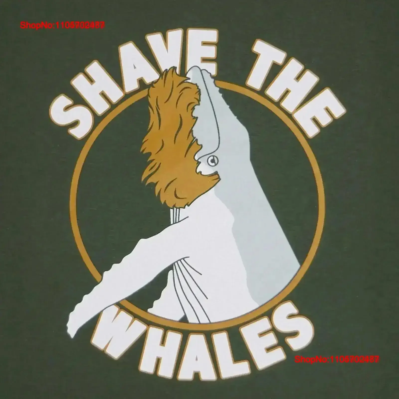 Shave the Whales Funny Bearded Whale Men's Olive Green T Shirt Beard Ocean Save Cool Mens Pun vintage Washed Stretched vintage