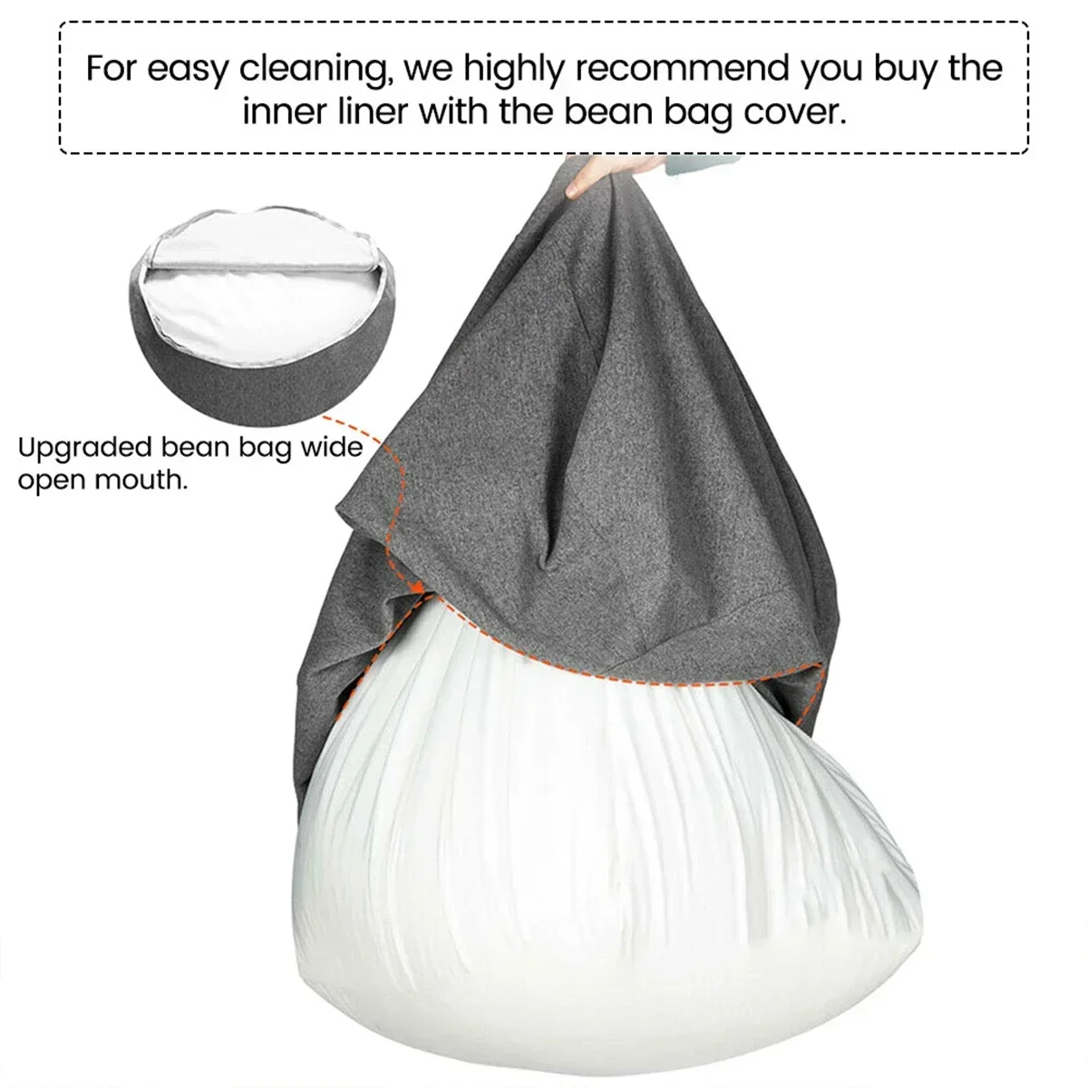 OTAUTAU Large Bean Bag Chair Sofa Cover Without Filler Lazy Corner Seat Beanbag Couch Has Replacement Sofa Inner Liner for Sale