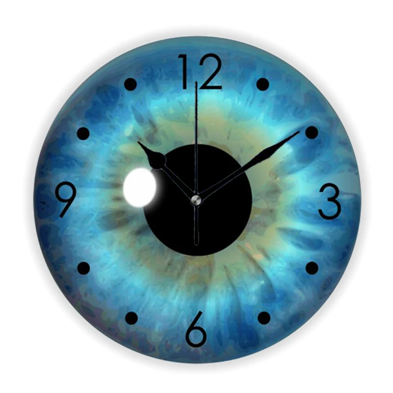 3D Trendy Blue Eye Iris Eyeball Pupil Wall Decor Large Decorative Eyeball Wall Clock Watch for Bedroom Living Room Creepy Gift