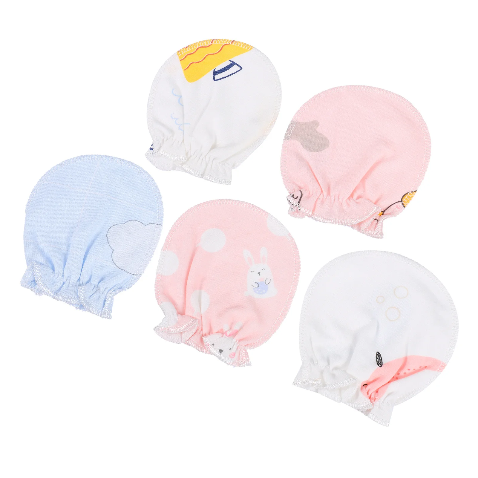 

5Pairs Proof Gloves Cotton Infant Protective Gloves Soft Breathable Baby Mittens for Newborns No Scratch Mittens