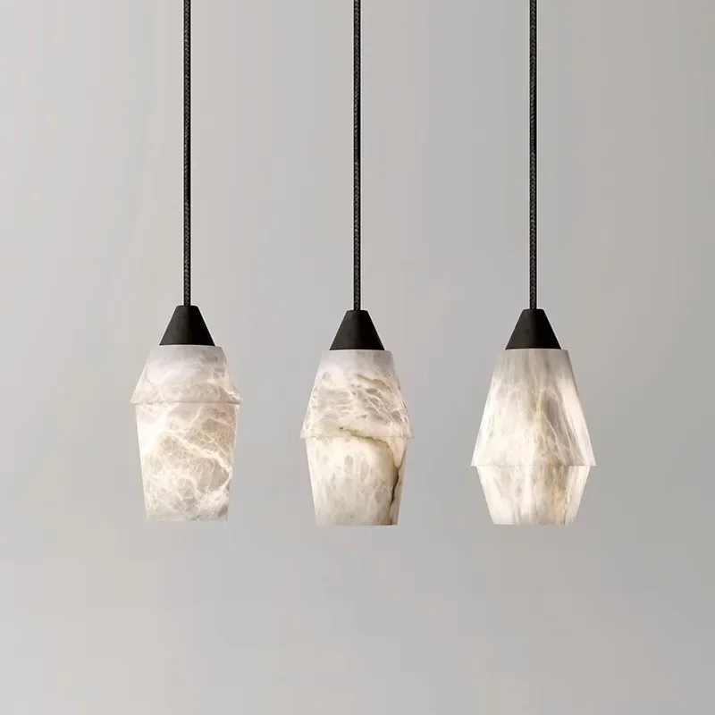Modern Natural Marble White Small Pendant Luxury Living Room Bedroom Restaurant Marble Chandelier Designer High-end Lamps