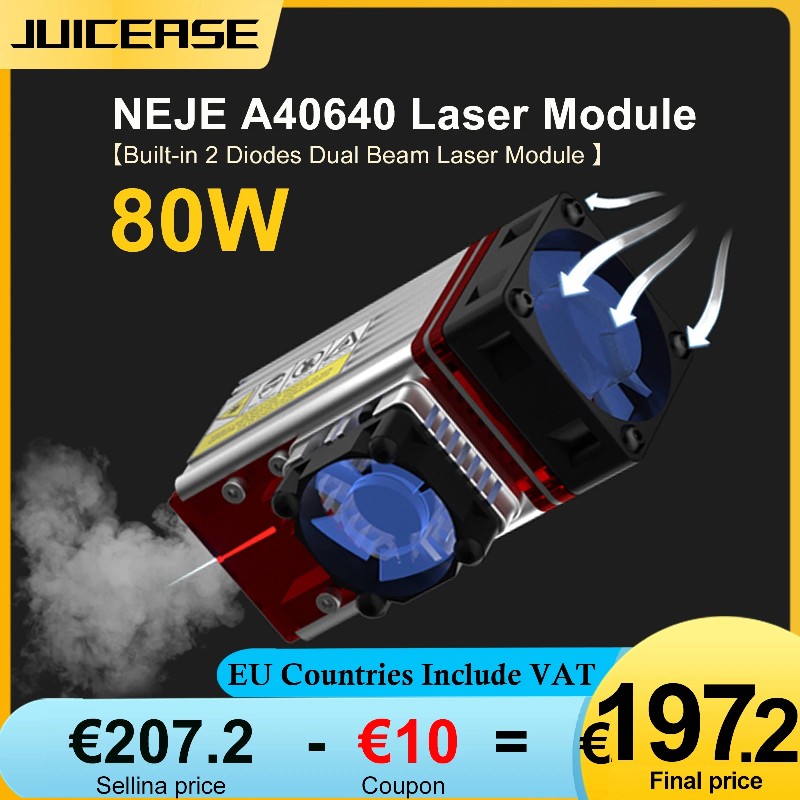 NEJE-kits de módulo láser A40640 CNC con asistencia de aire, cabezal láser de 80W, módulo TTL de luz azul para máquina de corte, grabado láser