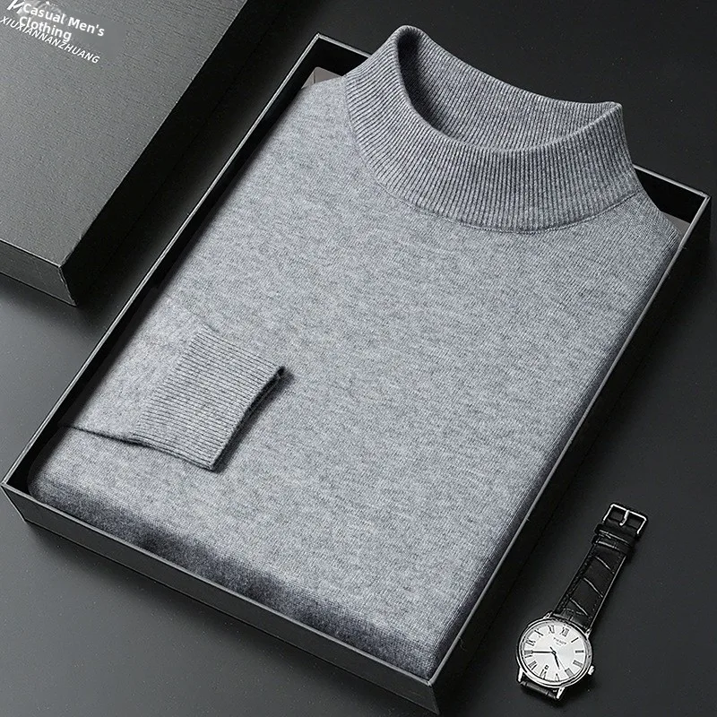 

Men's Casual Long Sve Knitted Sweater f High Collar Color Base Layer irt Versatile Autumn Winter Faion Wear