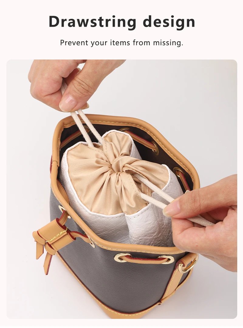 CRAZYSMITH Bag Organizer For LV Nano Noe Handbag Dupont Paper Inner Bag Insert Storage Bags Drawstring Liner Bag Support Shaper