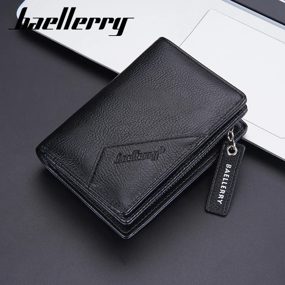 Baellerry New Wallet Men's Short European and American Vintage Multi Card Zipper Zero Wallet Minimalist Card Bag Men