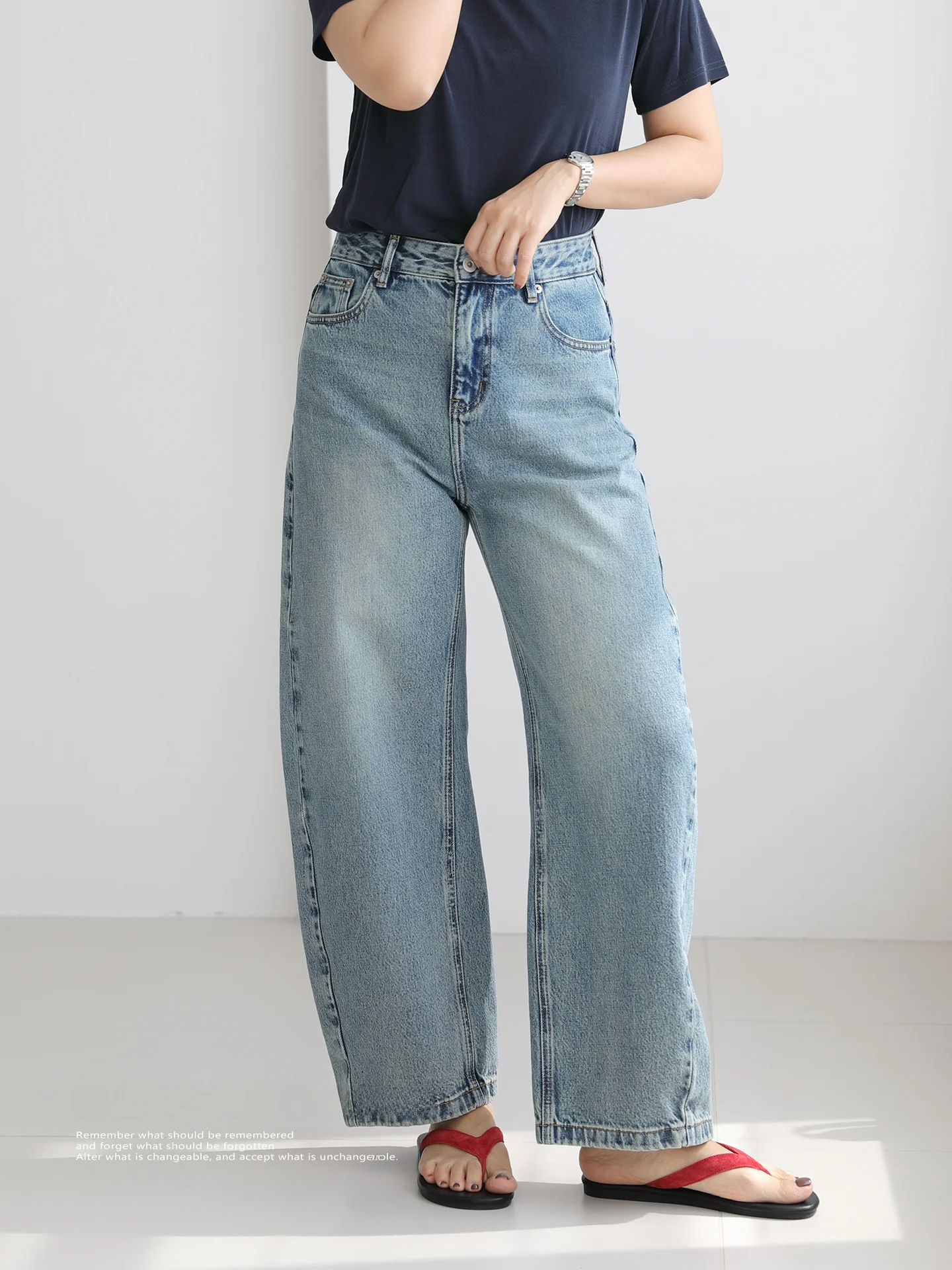 

High Waist Blue Washed Casual Loose Jeans Knife Pants Women's Comfortable Cotton Denim Spring Autumn Fashion Ladies
