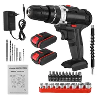 48V 3 in 1 Cordless Electric Drill Screwdriver 2 Speed 25+3 Turque Wireless Power Driver Tools Set with 2 x 6000MAH Battery