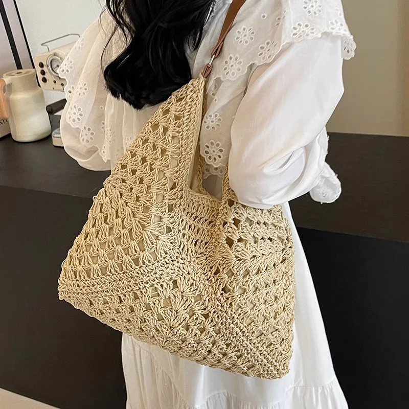 

Faionable Versatile St Woven Holiday oulder Bag Large Capaci Commuter Tote Bag for Women Briti Sle Canvas