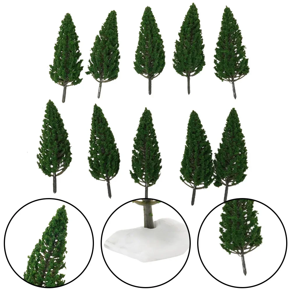 10pcs Model Pine Trees Green For Scale Railway Layout 11cm SL-16059 Dark Green Sand Table Model Tree Scenery DIY For Home Decor