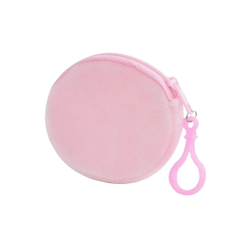 Porte-monnaie rond en peluche pour femmes et filles, mini portefeuille, sac à monnaie, document solide, porte-clés, mini sac pour casque, sac à main en poudre, cadeau pour enfant, 1 pièce, 2 pièces, 3 pièces