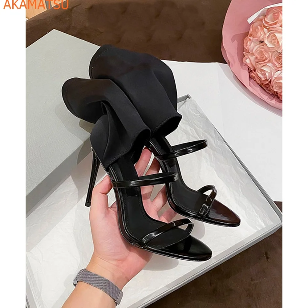 Round Toe Niche Women Boots White Stiletto Heel Sleeve Open-toed Sandals Cover Heel Summer Newest Fashion Sexy 2023Women Shoes