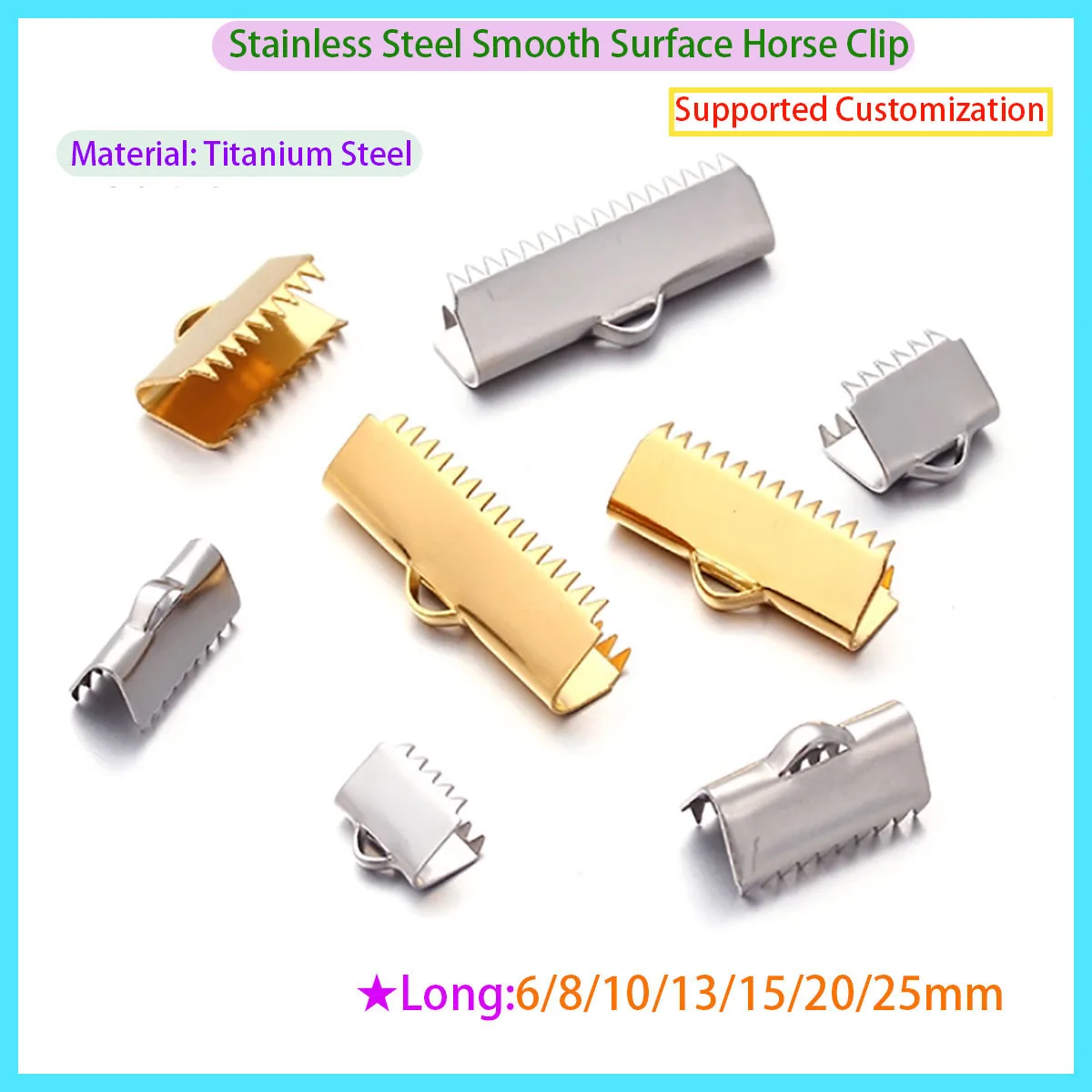 

Stainless Steel Crimping End Pointed Buckle Rope Flat Cover Connector, Suitable for DIY Jewelry 6-25mm
