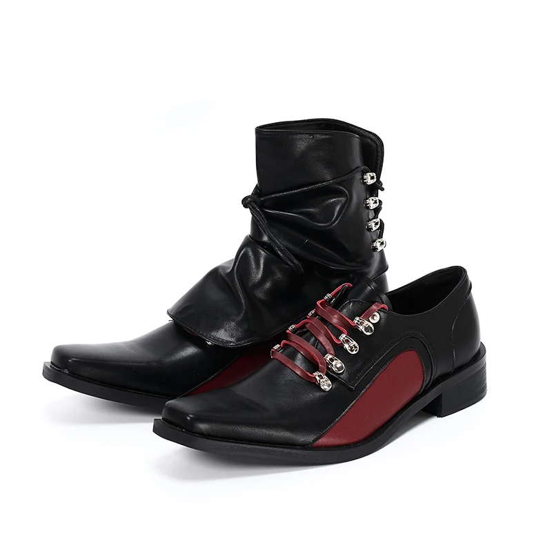 

Dark style detachable upper derby shoes for men and women with a niche design casual leather shoes with square toe wizard boots