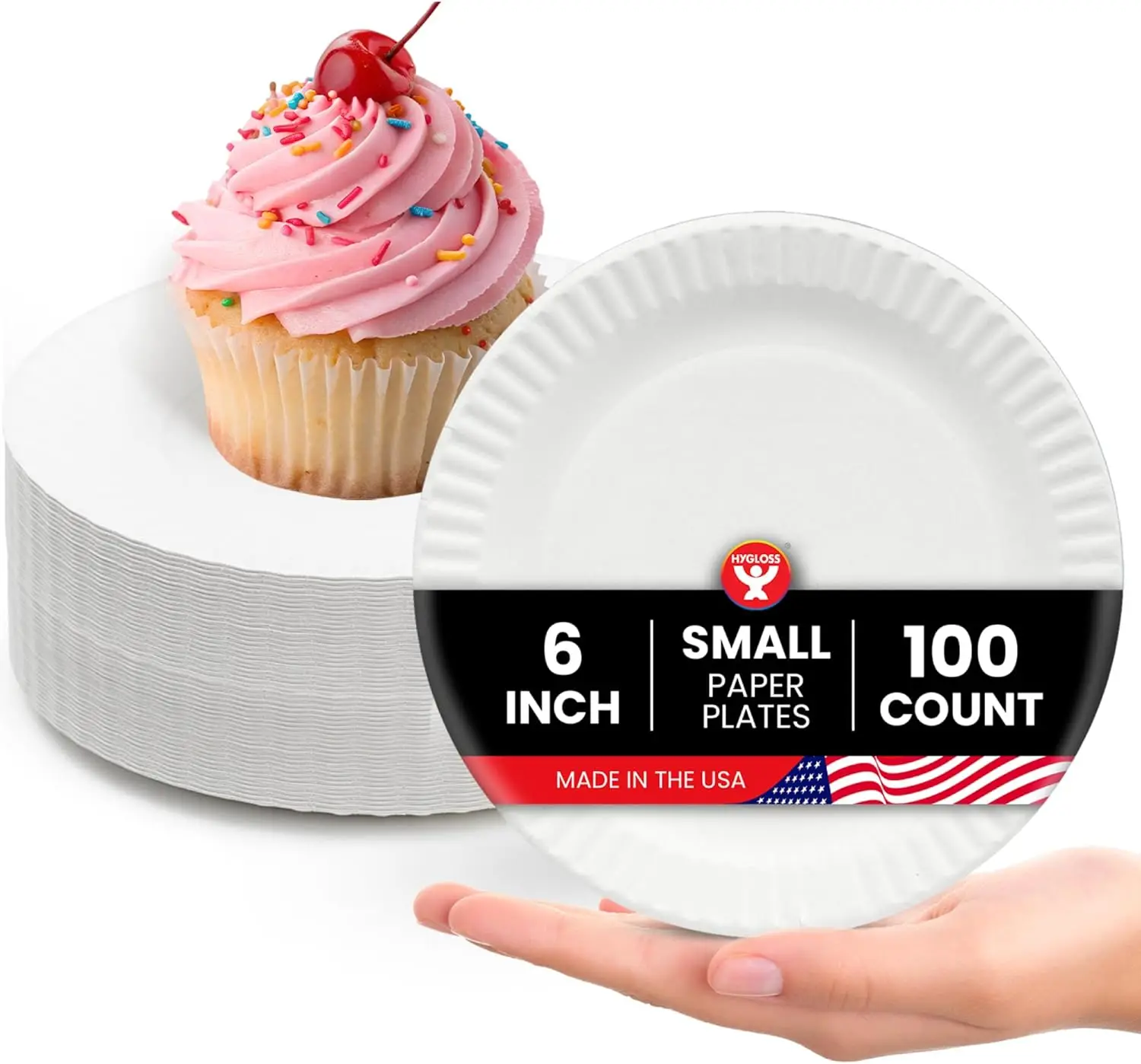 

Одноразовые бумажные тарелки 6 дюймов для вечеринок, десертов, закусок и поделок — экологичные, пригодные для использования в микроволновой печи (100 штук)