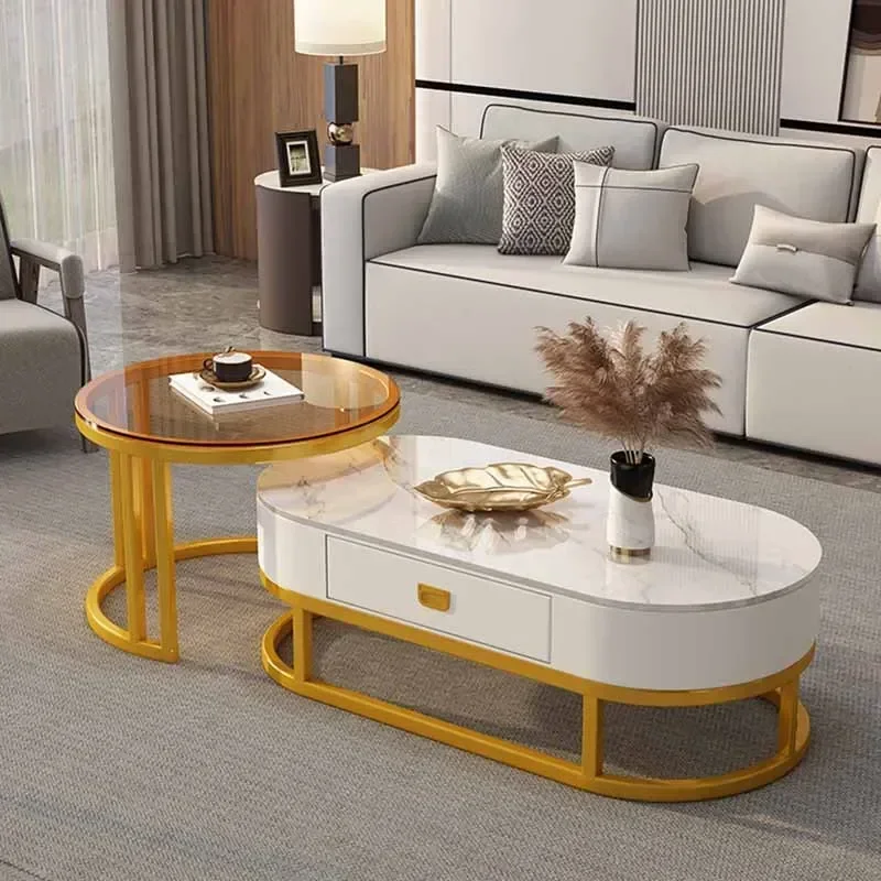 Organizer Aesthetic Coffee Tables Gold Legs Metal Authentic Ethiopion Coffee Tables Round Luxury Meubles Furniture Entrance Hall