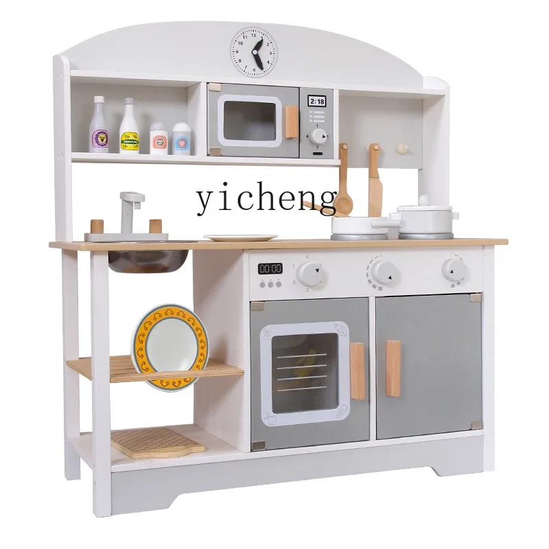 ZC children's play house kitchen toys wooden barbecue tools table doll home cooking simulation kitchen utensils