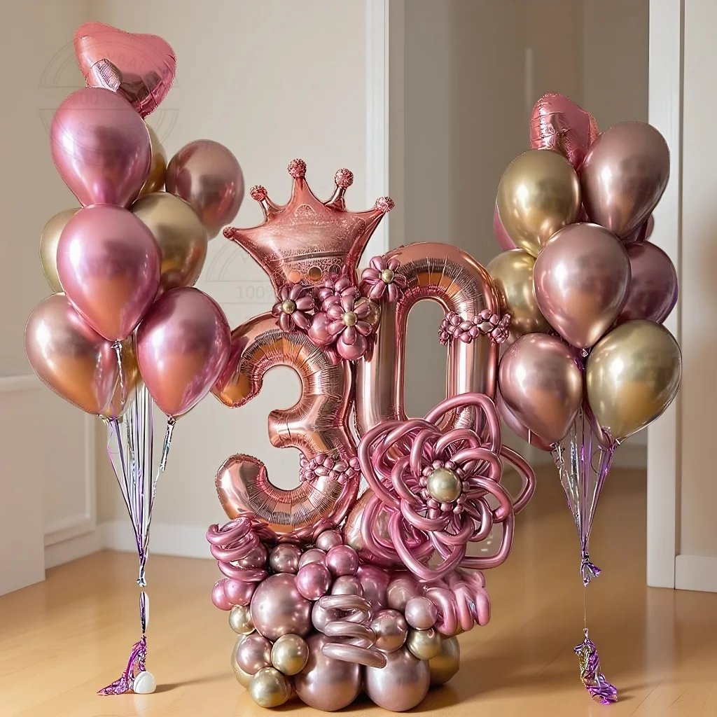 78 قطعة كرة معدنية من اللاتكس تاج بالون مجموعة العمود 10 20 30 حفل زفاف وعيد ميلاد لوازم الديكور 2026 استحمام الطفل #6